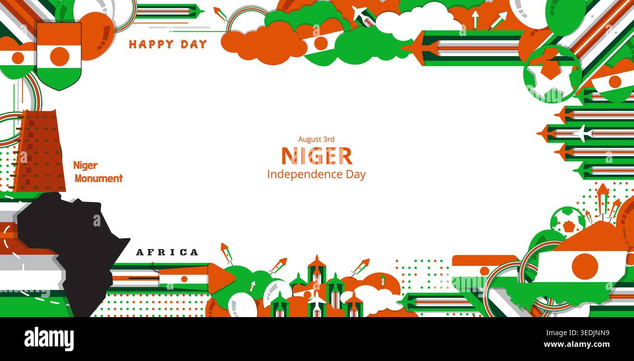 Felice giorno dell'indipendenza del Niger, illustrazione sfondo design, tema country Illustrazione Vettoriale