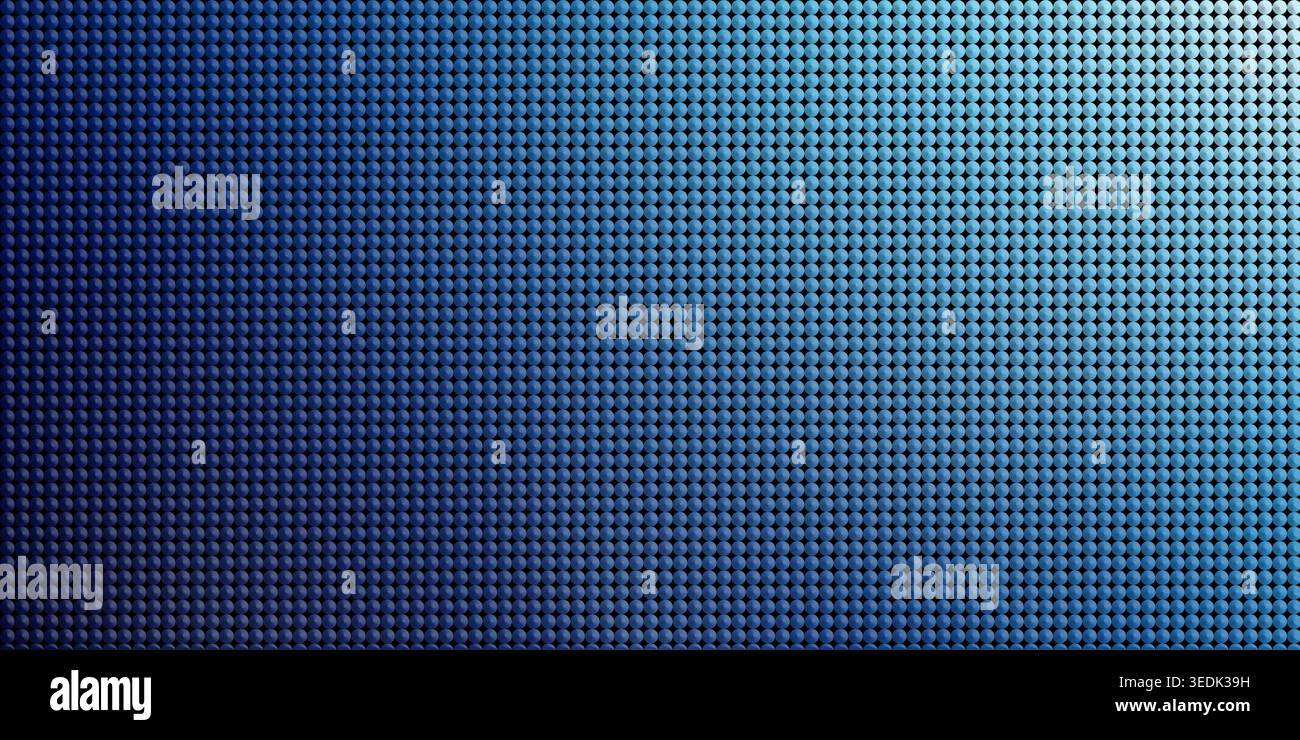 Sfondo astratto caratterizzato da un motivo senza cuciture di piccoli quadrati o punti metallici riflettenti, che creano una sfumatura uniforme dal blu intenso al cy luminoso Foto Stock
