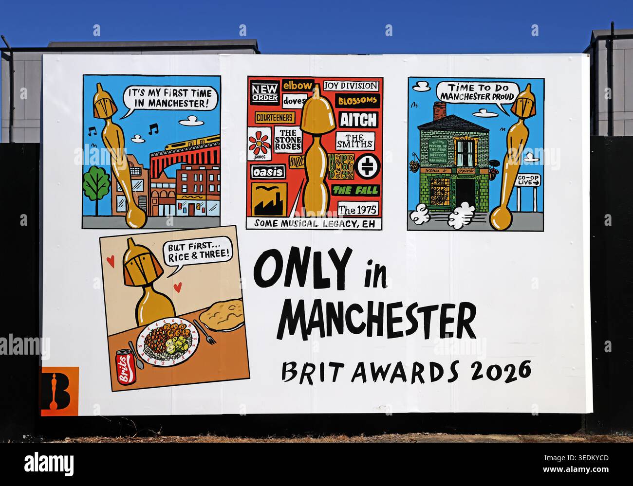 L'unica opera d'arte di David Bailey a Manchester al New Islington Marina, che celebra i BRIT Awards 2026 e l'eredità musicale della città Foto Stock