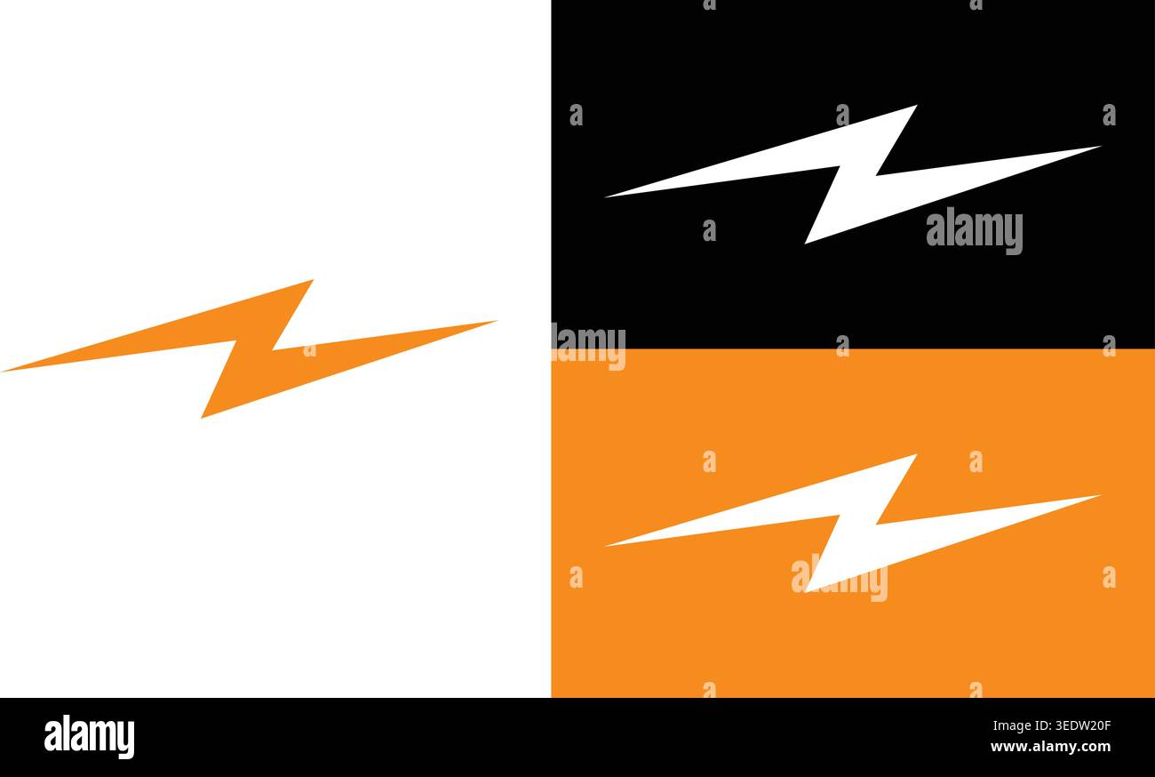 Set di icone Lightning Bolt Illustrazione Vettoriale