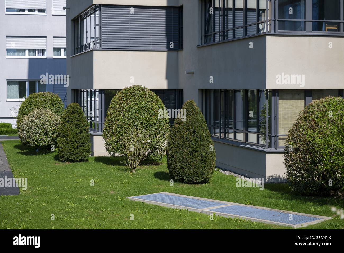 Casa multifamiliare con vegetazione, Goldau, Svizzera Foto Stock