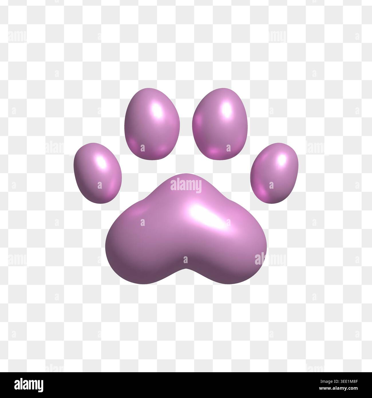 Impronta 3d metallizzata per animali domestici. Icona di stampa Paw isolata su sfondo trasparente Illustrazione Vettoriale