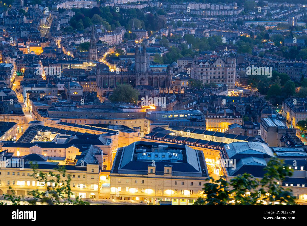 Centro città di Bath all'alba, Somerset, Inghilterra. Foto Stock