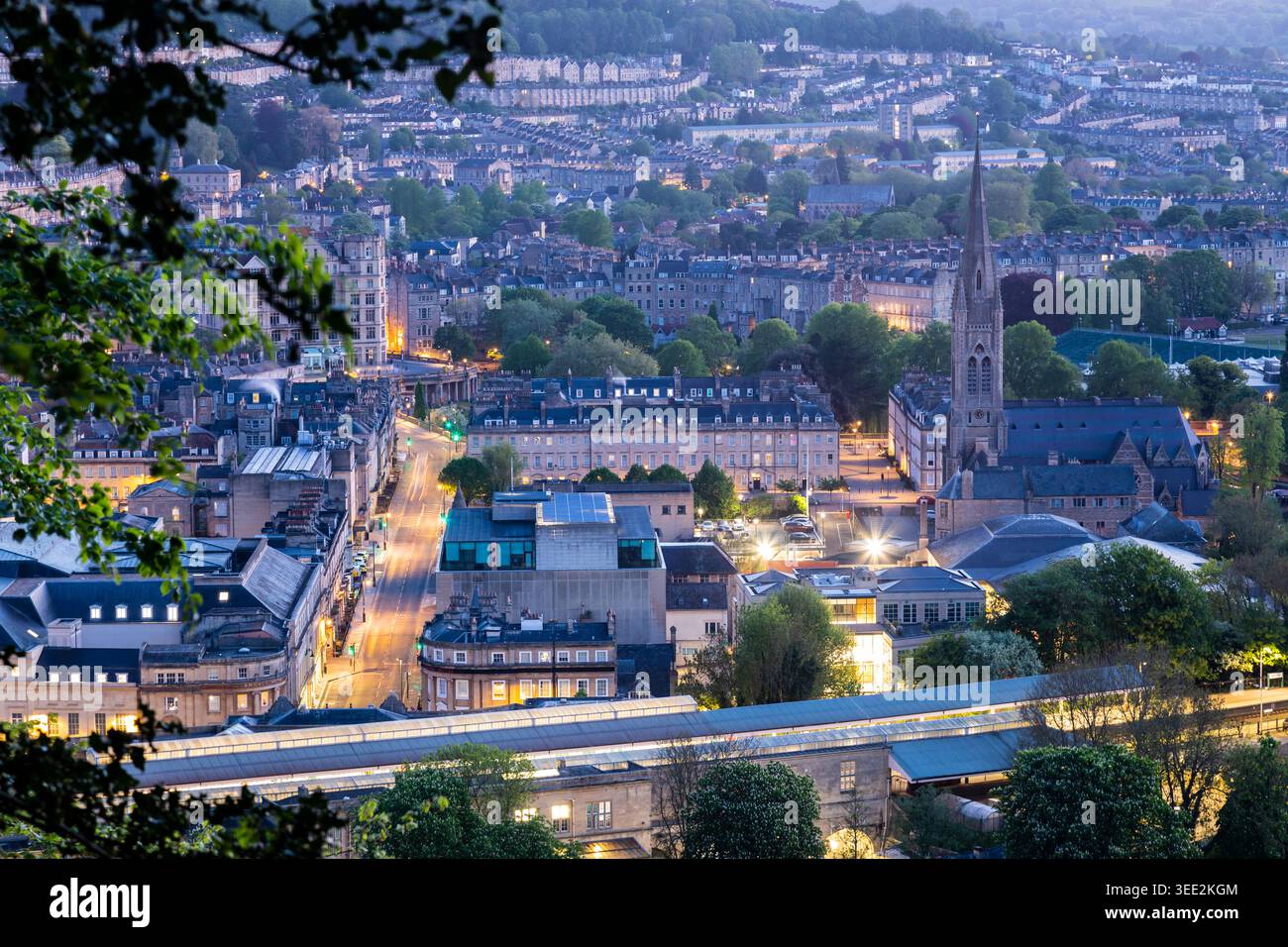 Panorama di Bath all'alba. Somerset, Inghilterra. Foto Stock