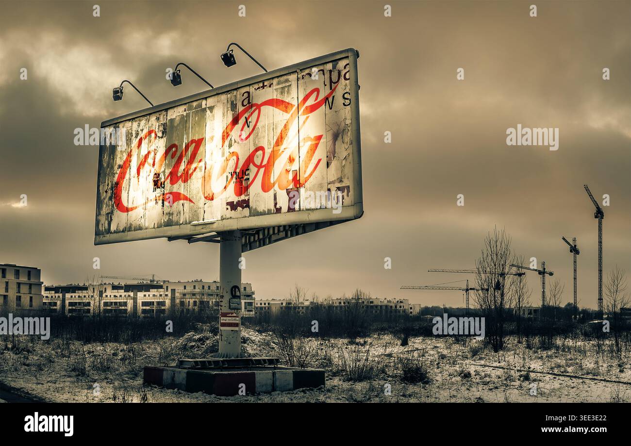 Pubblicità sulle bevande analcoliche della Cola Cola Foto Stock