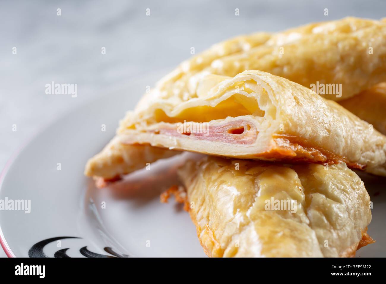 Una vista ravvicinata del prosciutto e del formaggio. Foto Stock