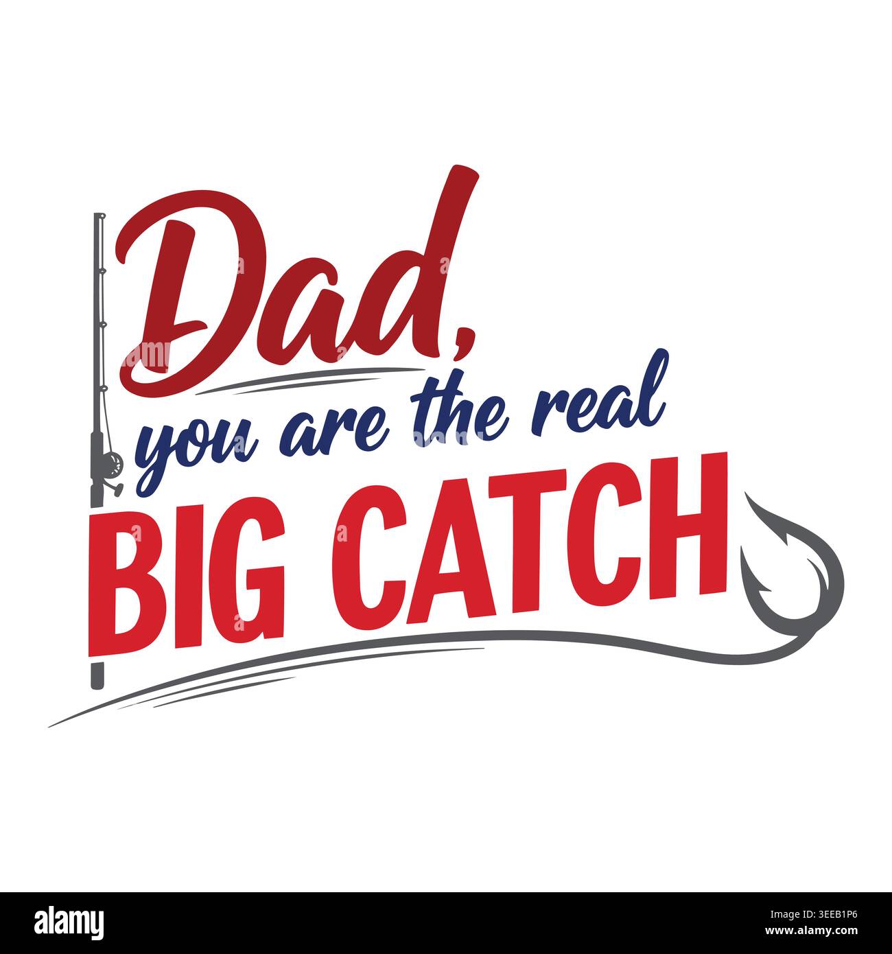 Papà sei il vero disegno tipografico di Big Catch Fishing Illustrazione Vettoriale