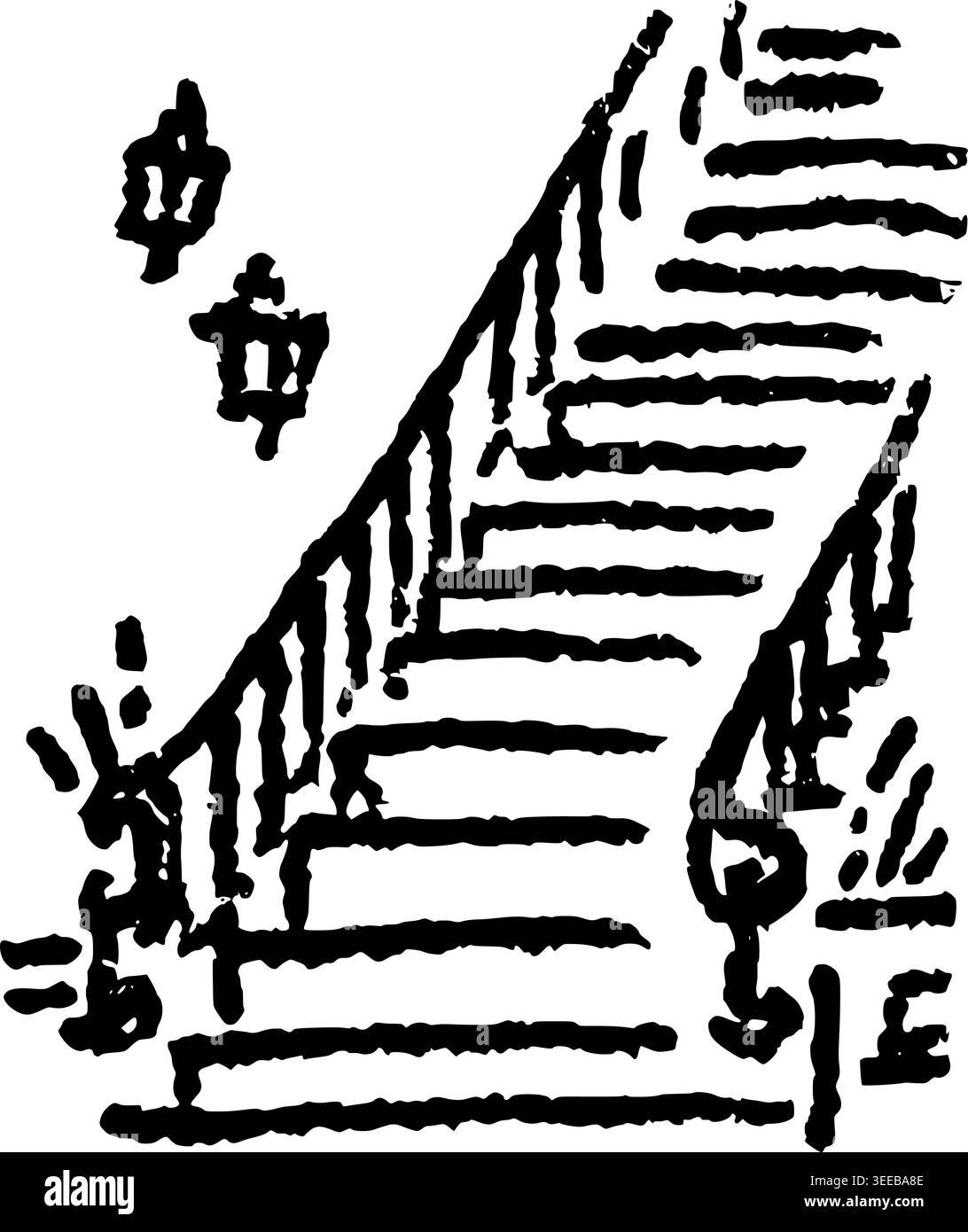 Scala disegnata a mano con Banister Vector Line Art Illustrazione Vettoriale