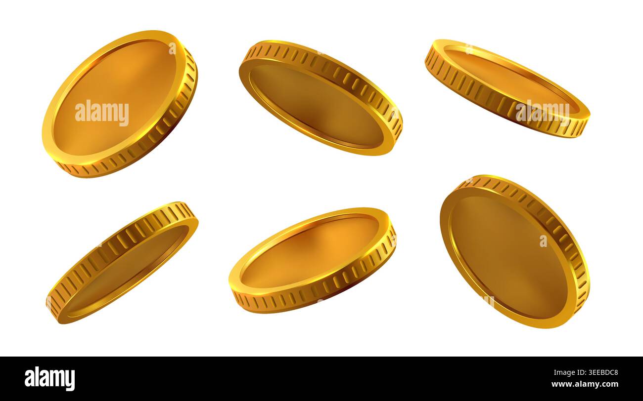 Serie di monete d'oro che cadono e volano isolate su sfondo bianco. Illustrazione di Financial Wealth Vector Illustrazione Vettoriale