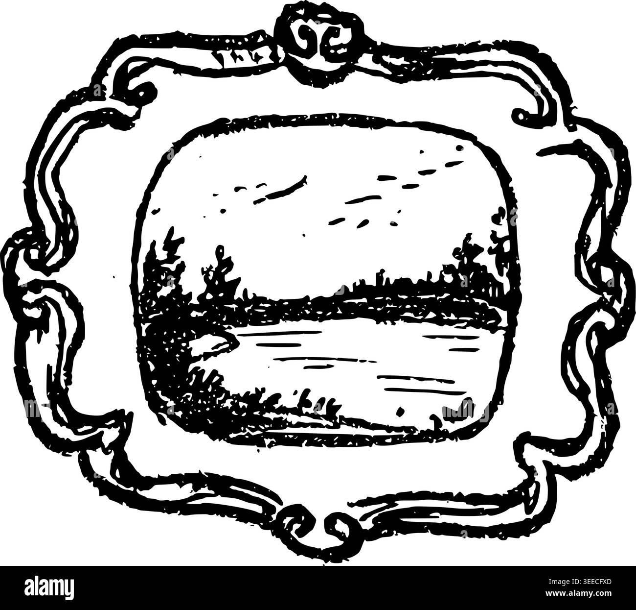 Disegno vettoriale con cornice orizzontale larga disegnata a mano Illustrazione Vettoriale