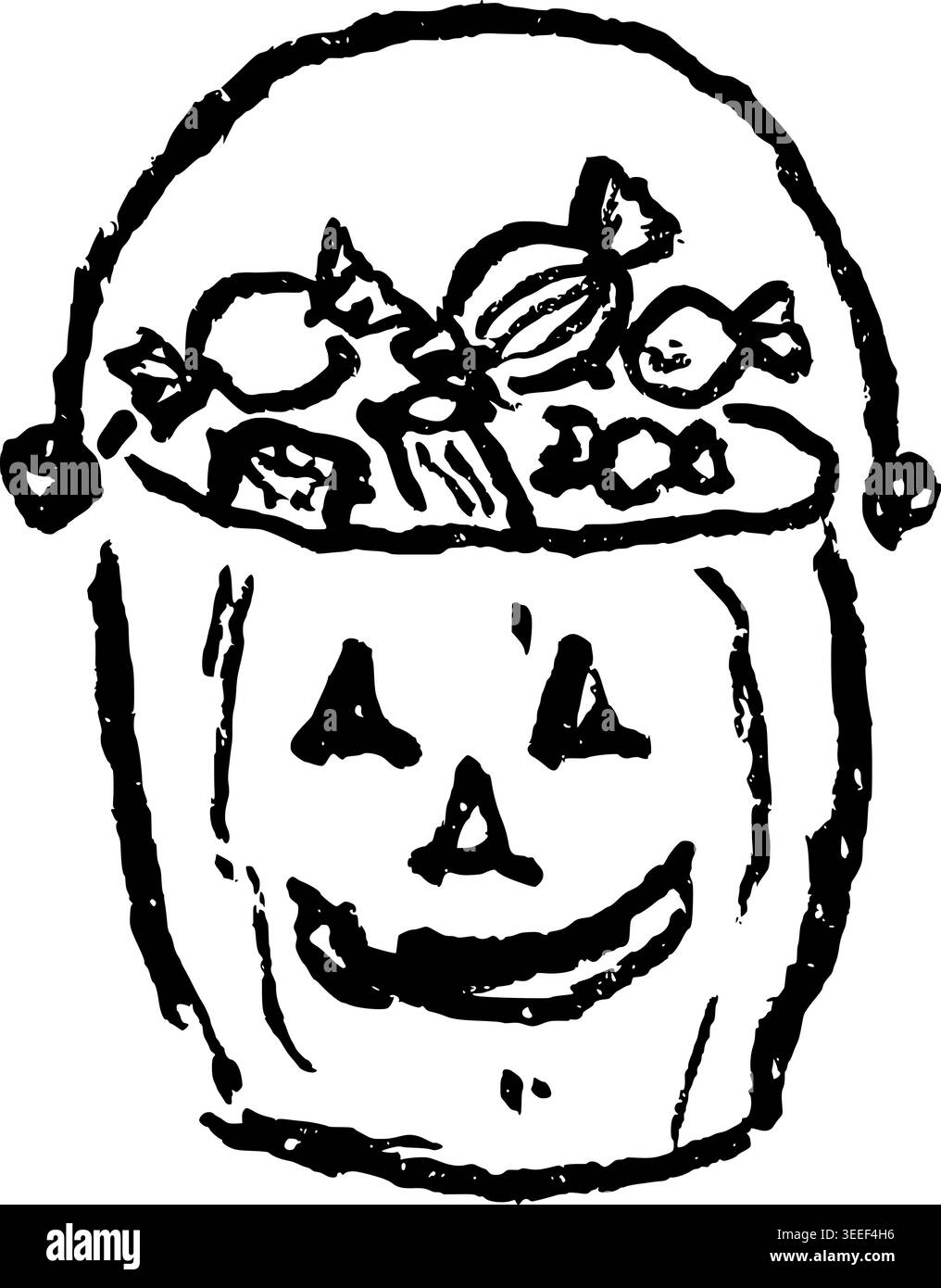 Disegno a mano di Trick o Treat Pumpkin Pail Vector Illustrazione Vettoriale
