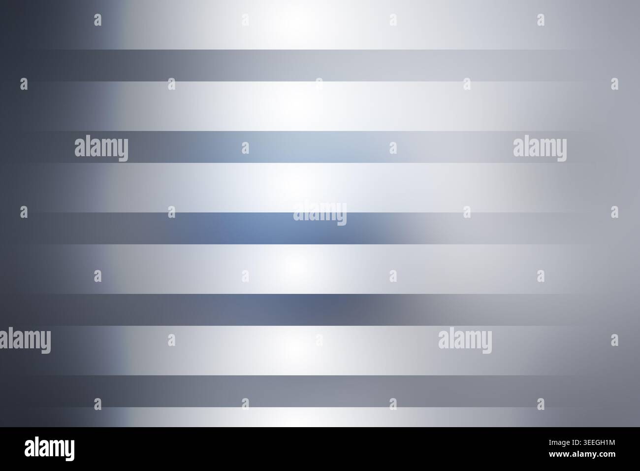 Un design minimalista astratto composto da strisce orizzontali sovrapposte a una sfumatura liscia, morbida in argento e grigio, che creano un elegante look metallizzato. Foto Stock