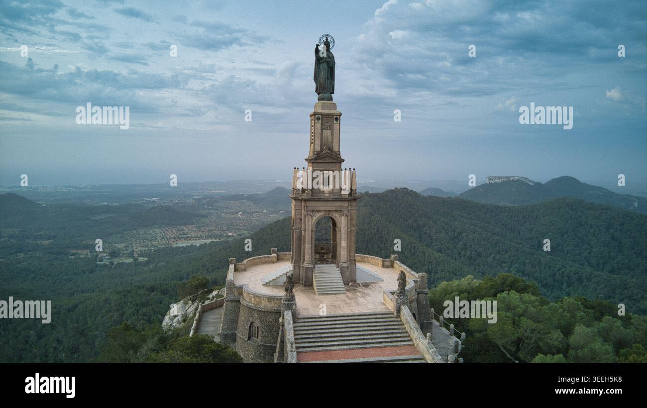 Monumento al Cristo Re al Santuario di Sant Salvador a Felanitx, Maiorca Foto Stock