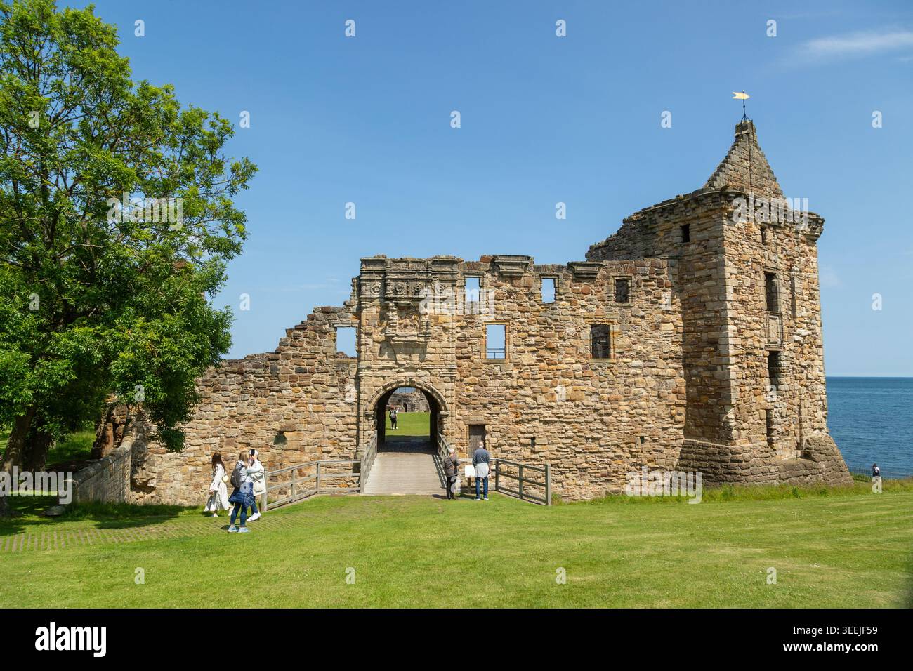 Il St Andrews Castle è una rovine situata nella Royal Burgh of St Andrews, cittadina costiera di Fife, Scozia Foto Stock