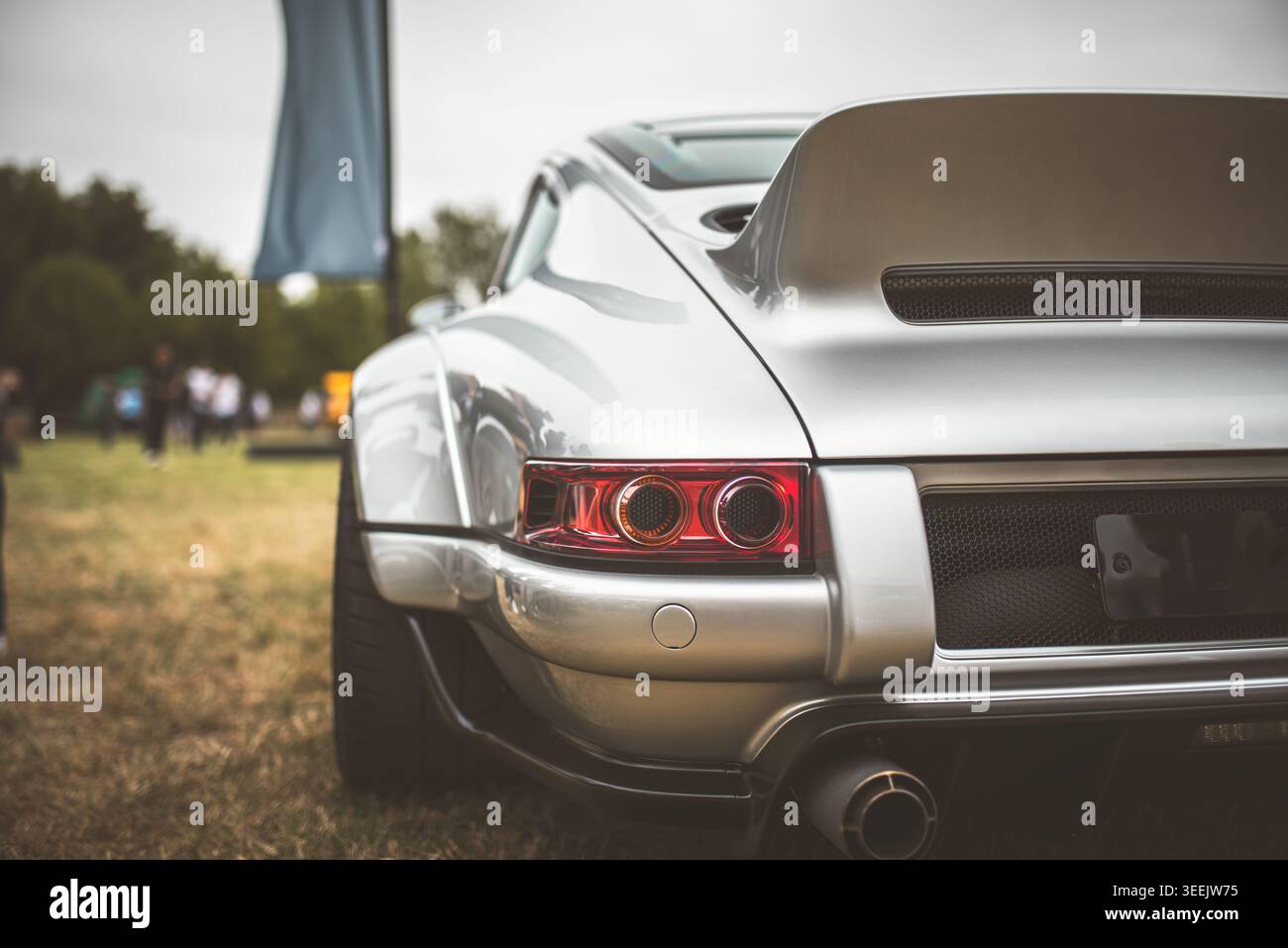 Il design elegante dell'auto è messo in risalto in questa foto che mostra le sue curve eleganti e la sua presenza potente Foto Stock