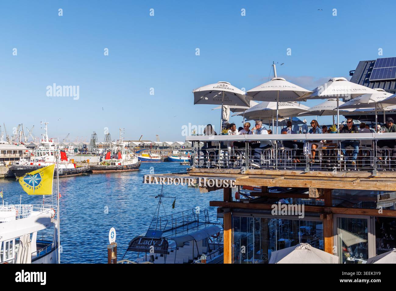 Città del Capo, Sud Africa - 12 febbraio 2026: marina con yacht e Table Mountain sullo sfondo Foto Stock