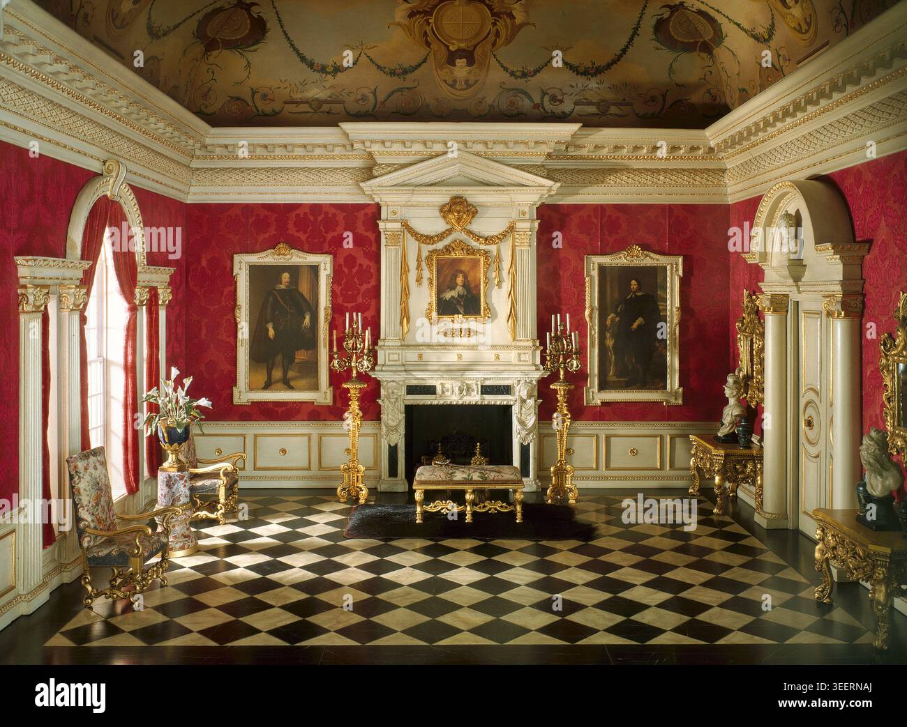 English Reception Room of the Jacobean Period (1625-55), c.1937, progettata da Narcissa Niblack Thorne, ispirata agli interni di Wilton House. Foto Stock