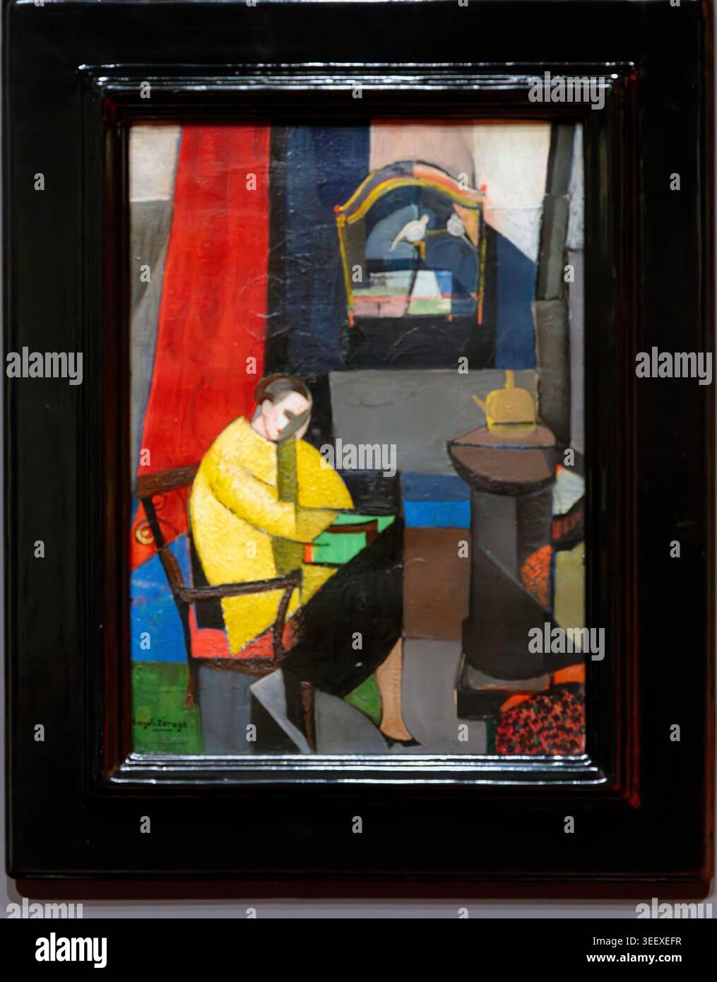 Untitled (1915–1917) pittura a olio su tela di Ángel Zárraga - arte modernista messicana, ritratto influenzato dal cubismo all'inizio del XX secolo Foto Stock