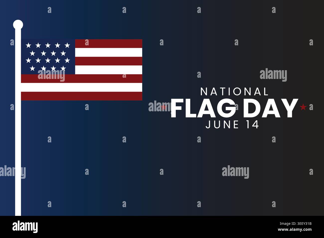 Sfondo minimale Patriotic Flag Day con sbalorditiva illustrazione della bandiera americana per una grafica da festa professionale. Illustrazione Vettoriale