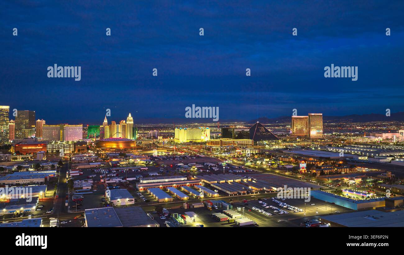 Antenna Las Vegas Strip Downtown South Strip Night Skyline Nevada Foto Stock