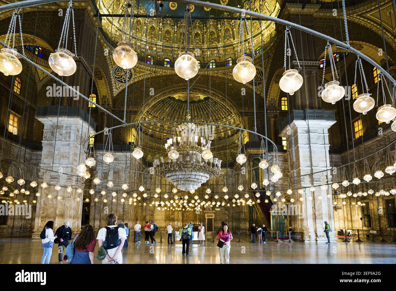 Vista interna, Moschea Mehmet Ali, Moschea di alabastro, Cittadella, Cairo, Egitto Foto Stock