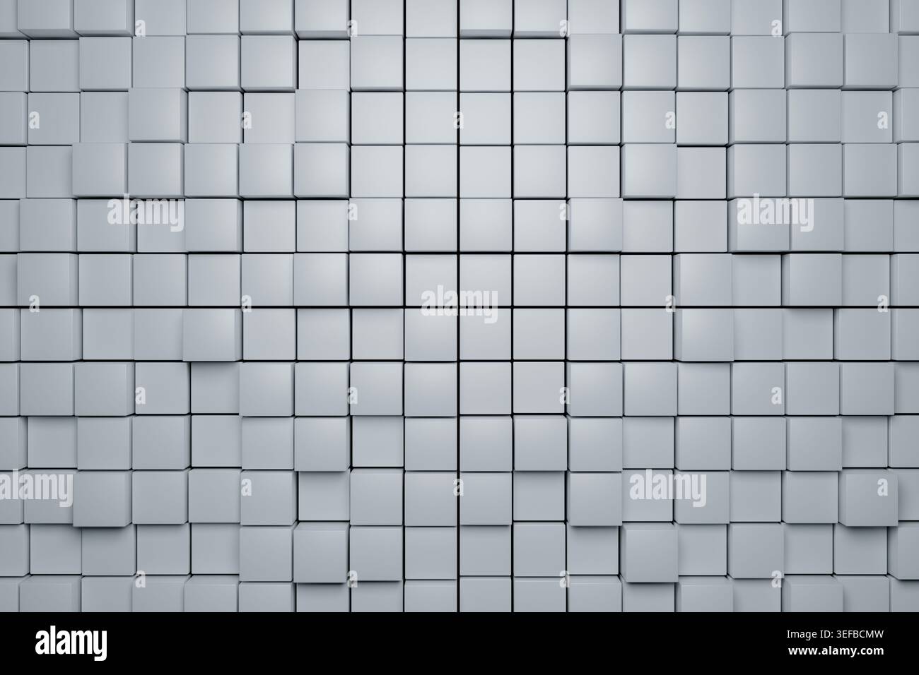 Moderna texture cubica minimale con cubi bianchi astratti e ombre. rendering 3d. Foto Stock