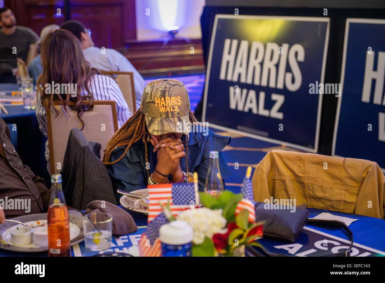 Festa di guardia notturna per le elezioni democratiche della contea di Travis al Driskill Hotel, Austin, Texas, 5 novembre 2024. (Foto di John Anderson) Foto Stock