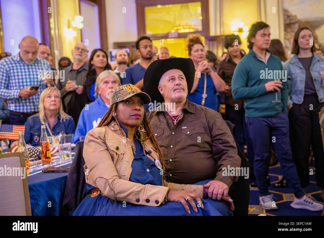 Festa di guardia notturna per le elezioni democratiche della contea di Travis al Driskill Hotel, Austin, Texas, 5 novembre 2024. (Foto di John Anderson) Foto Stock