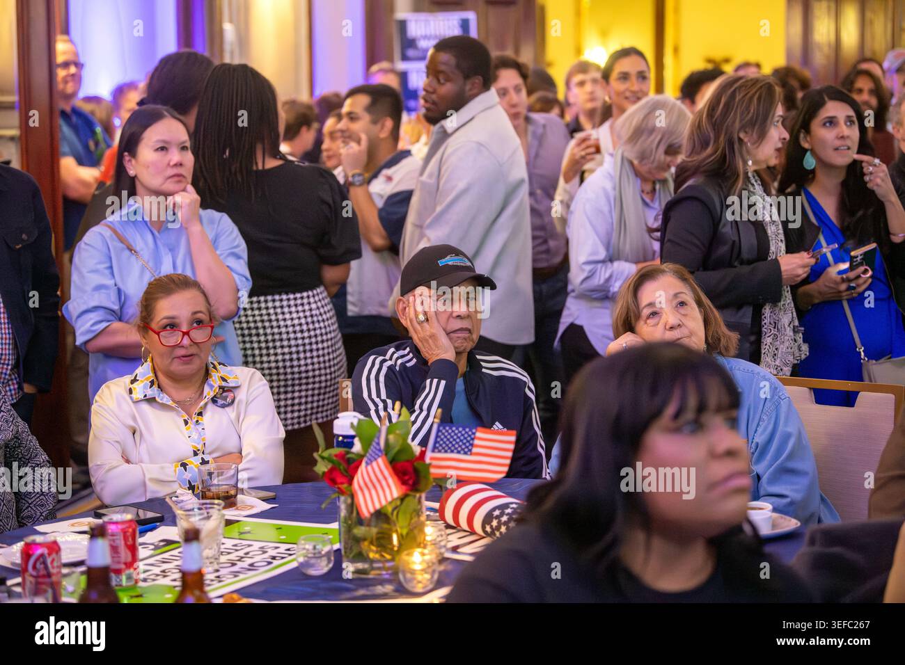 Festa di guardia notturna per le elezioni democratiche della contea di Travis al Driskill Hotel, Austin, Texas, 5 novembre 2024. (Foto di John Anderson) Foto Stock