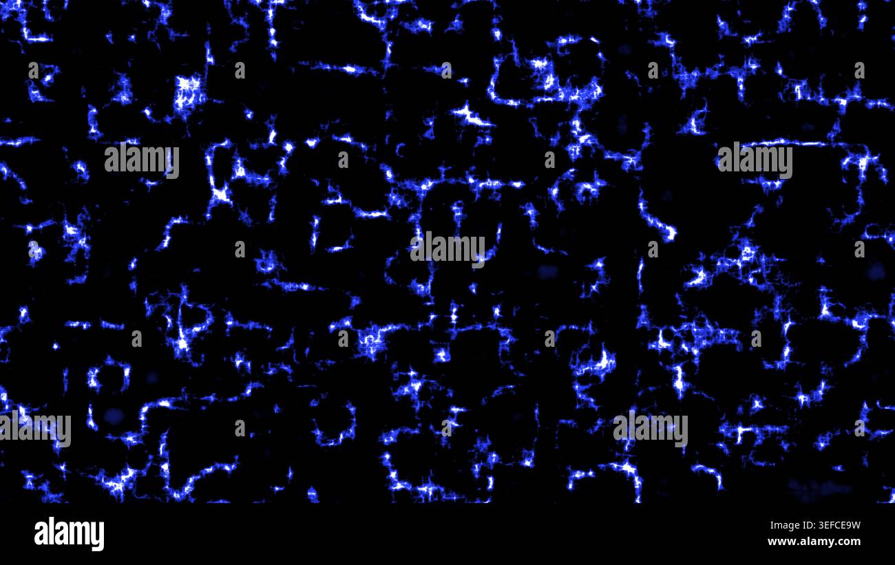 Le linee blu brillanti creano un'incantevole visualizzazione su uno sfondo scuro di notte. Foto Stock