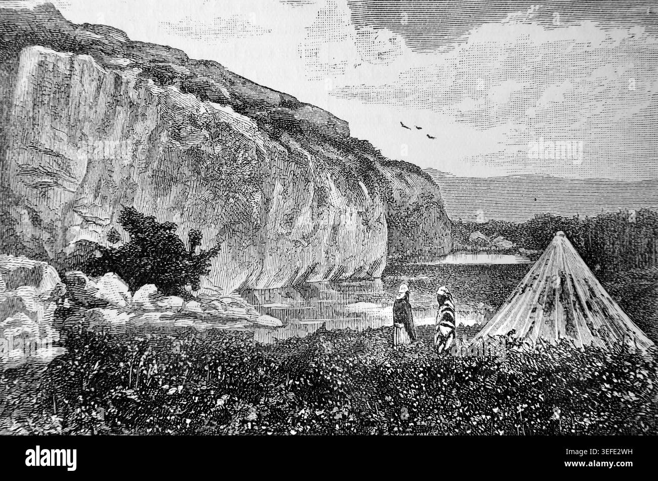 Incisione storica in legno del sito di Betsaida dall'Antico libro Palestina del XIX secolo passato e presente Pictorial e descrittivo compilato e modificato Foto Stock