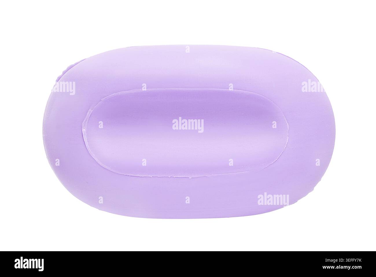 Un pezzo di sapone solido di lavanda isolato su sfondo bianco Foto Stock
