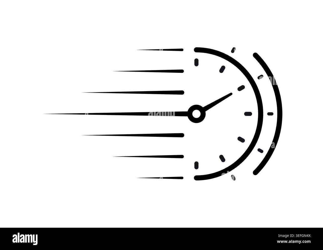 tachimetro a semicerchio rapido. concetto di quadrante semicircolare. tachimetro per il mondo dello sport, della tecnologia. Illustrazione Vettoriale