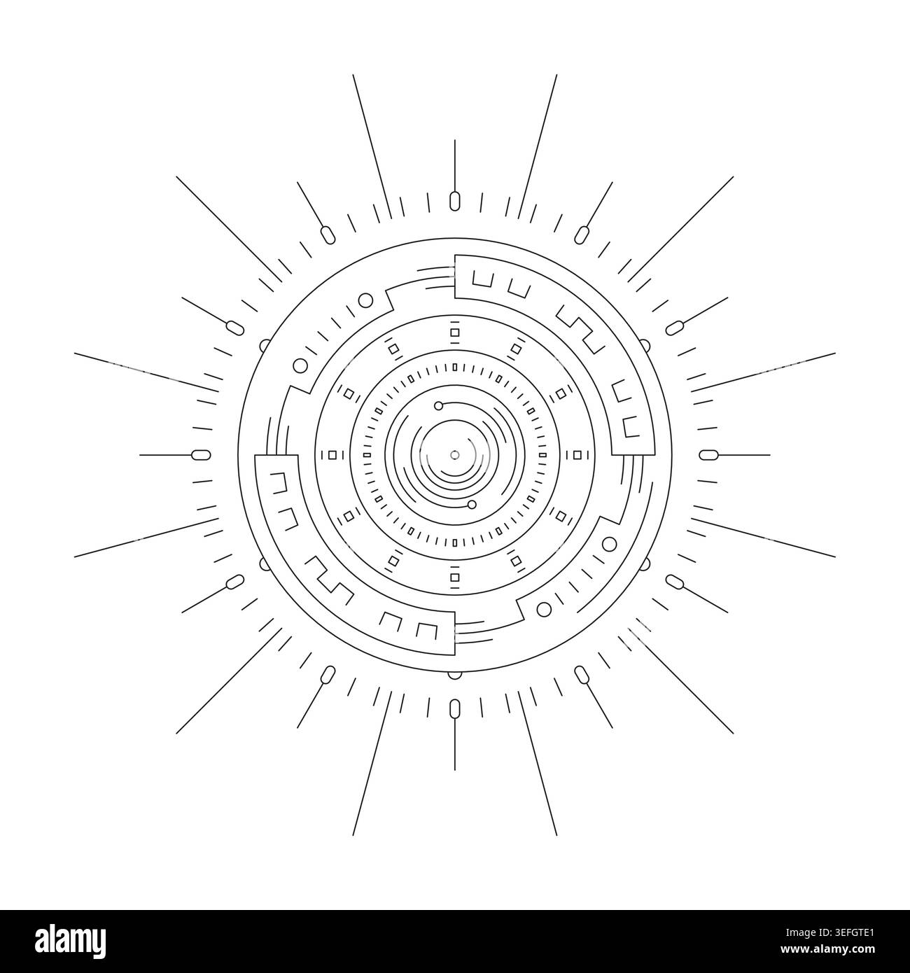 design futuristico dell'interfaccia rotonda. concetto di interfaccia digitale. sfondo futuristico vettoriale. Illustrazione Vettoriale