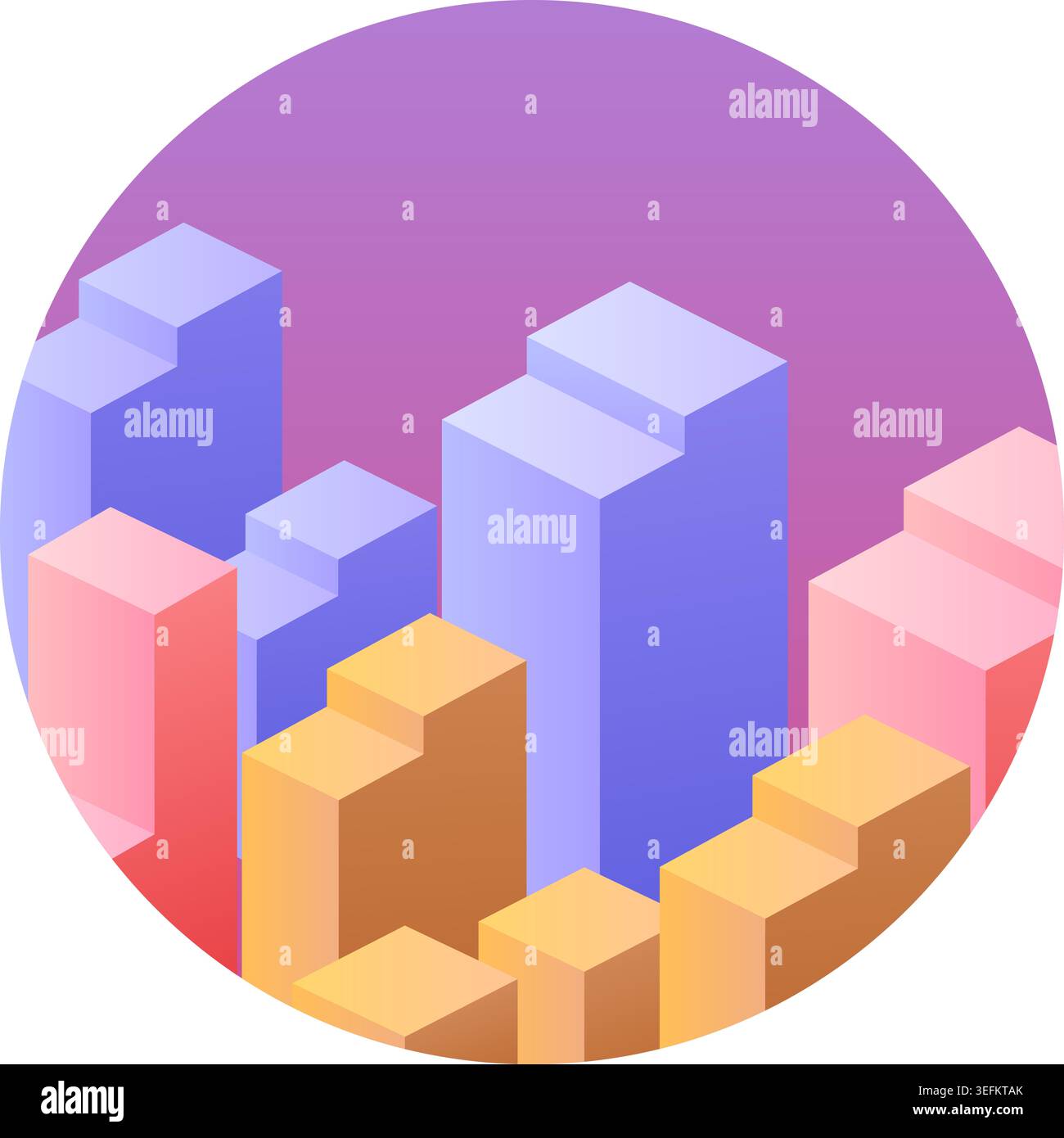 Icona isometrica di una città con case strade di grattacieli. illustrazione per il web design. Foto Stock