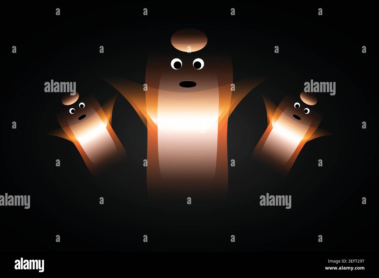 affascinante e affascinante halloween piatto, fantasma spaventoso, isolato e misterioso cimitero, guarda il disegno illustrativo Illustrazione Vettoriale