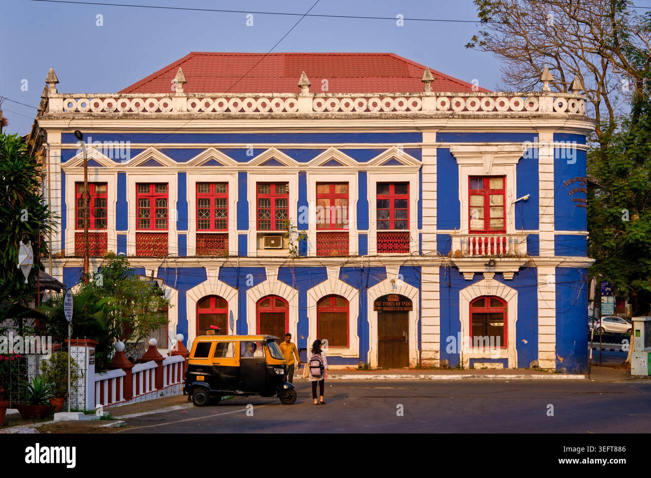 India, Stato di Goa, Panaji (o Panjim), capitale dello Stato, distretto di Fontainhas, ex città coloniale portoghese Foto Stock