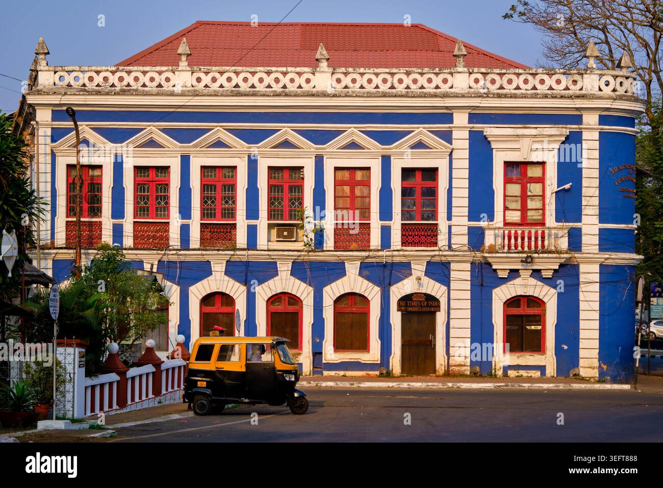 India, Stato di Goa, Panaji (o Panjim), capitale dello Stato, distretto di Fontainhas, ex città coloniale portoghese Foto Stock