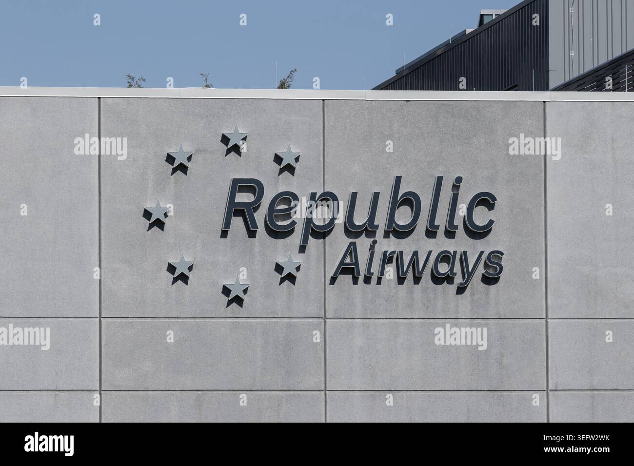 Carmel - 14 maggio 2026: Sede centrale della Republic Airways. Republic Airways è una compagnia aerea regionale controllata da Republic Airways Holdings. Foto Stock