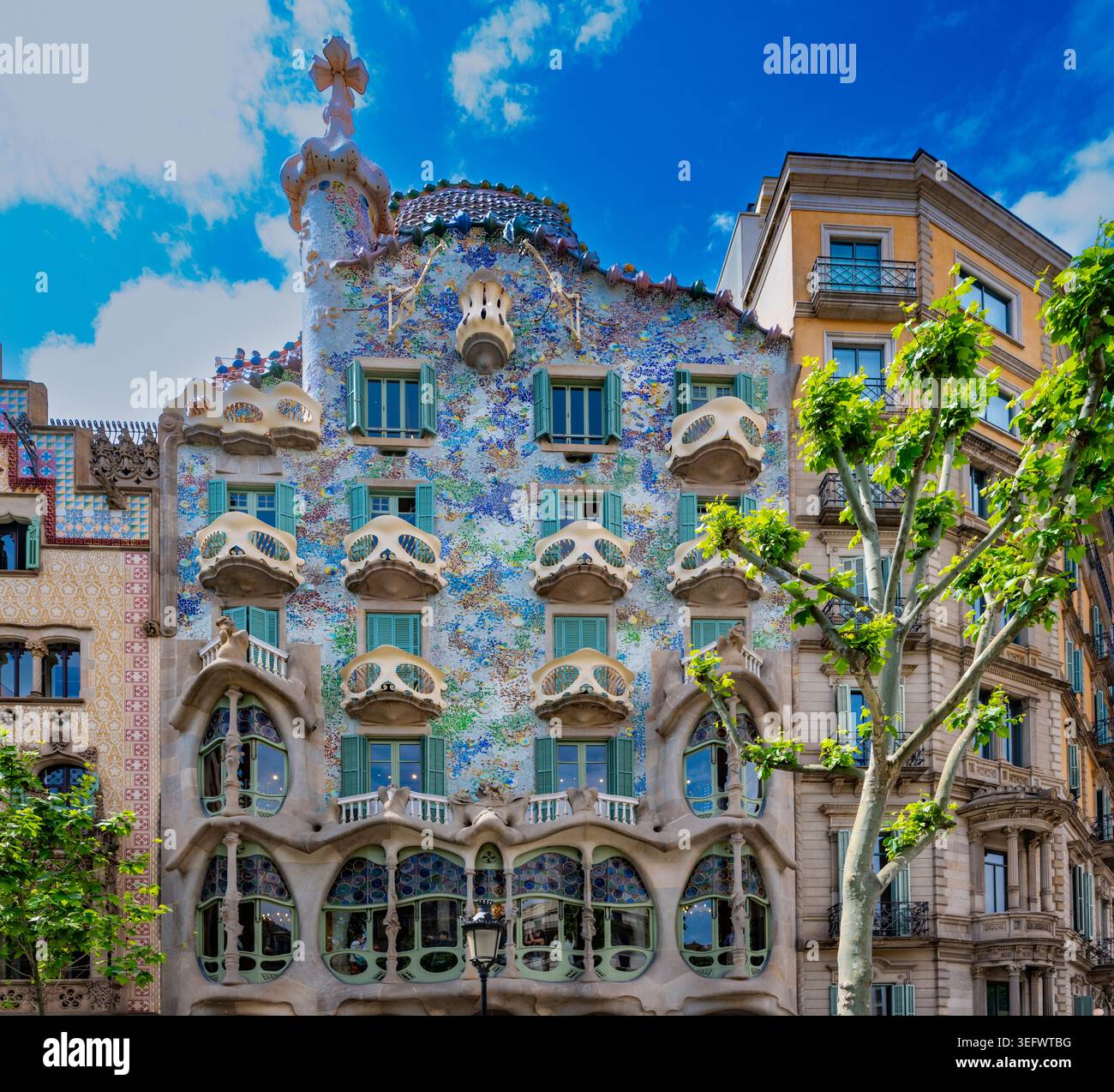 Casa Battlo, un edificio modernista progettato da Antoni Gaudí a Barcellona, Spagna Foto Stock