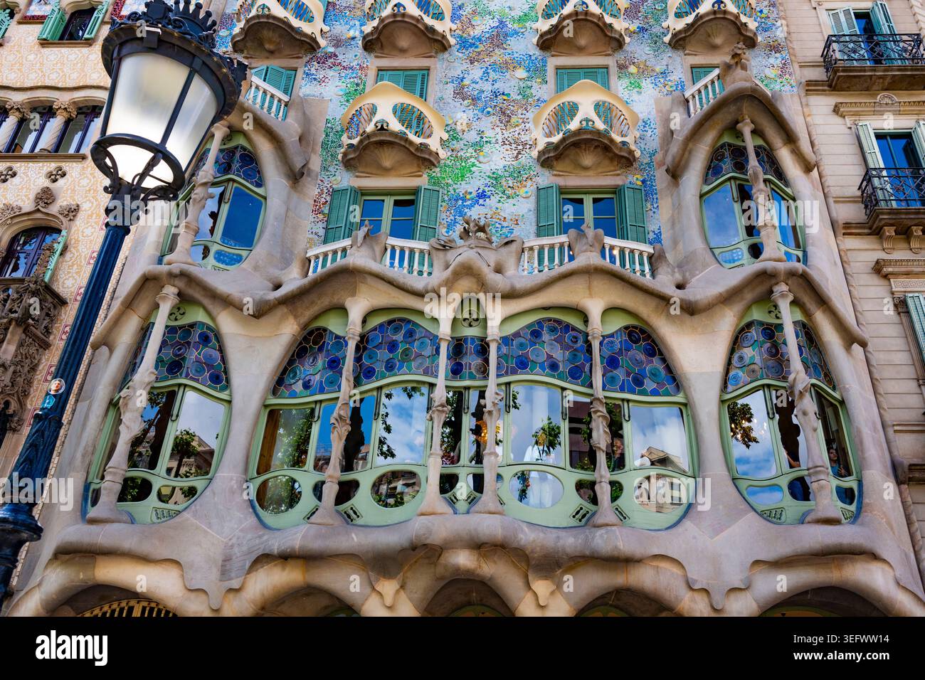 Casa Battlo, un edificio modernista progettato da Antoni Gaudí a Barcellona, Spagna Foto Stock