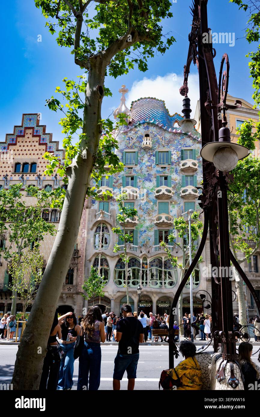Casa Battlo, un edificio modernista progettato da Antoni Gaudí a Barcellona, Spagna Foto Stock