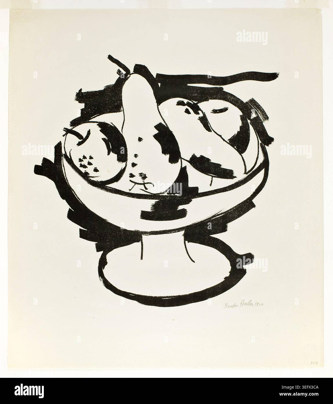 Ciotola di frutta di Marsden Hartley, 1923 anni, composizione di natura morta modernista con forme organiche astratte e ritmi lineari dinamici Foto Stock