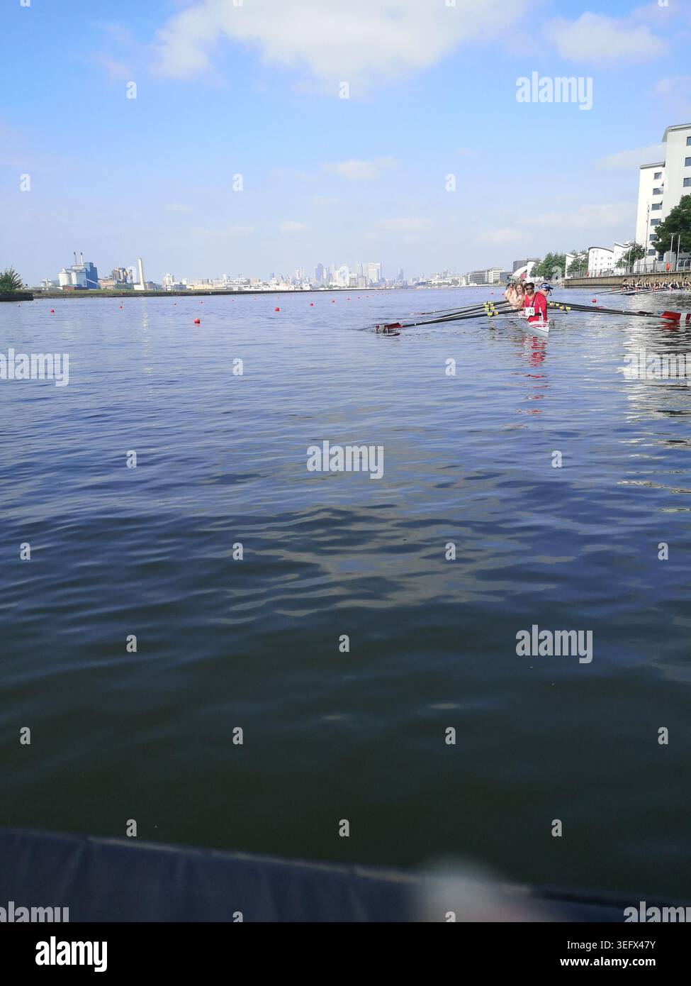 Gara di canottaggio, Regatta Centre, East London, Regno Unito Foto Stock