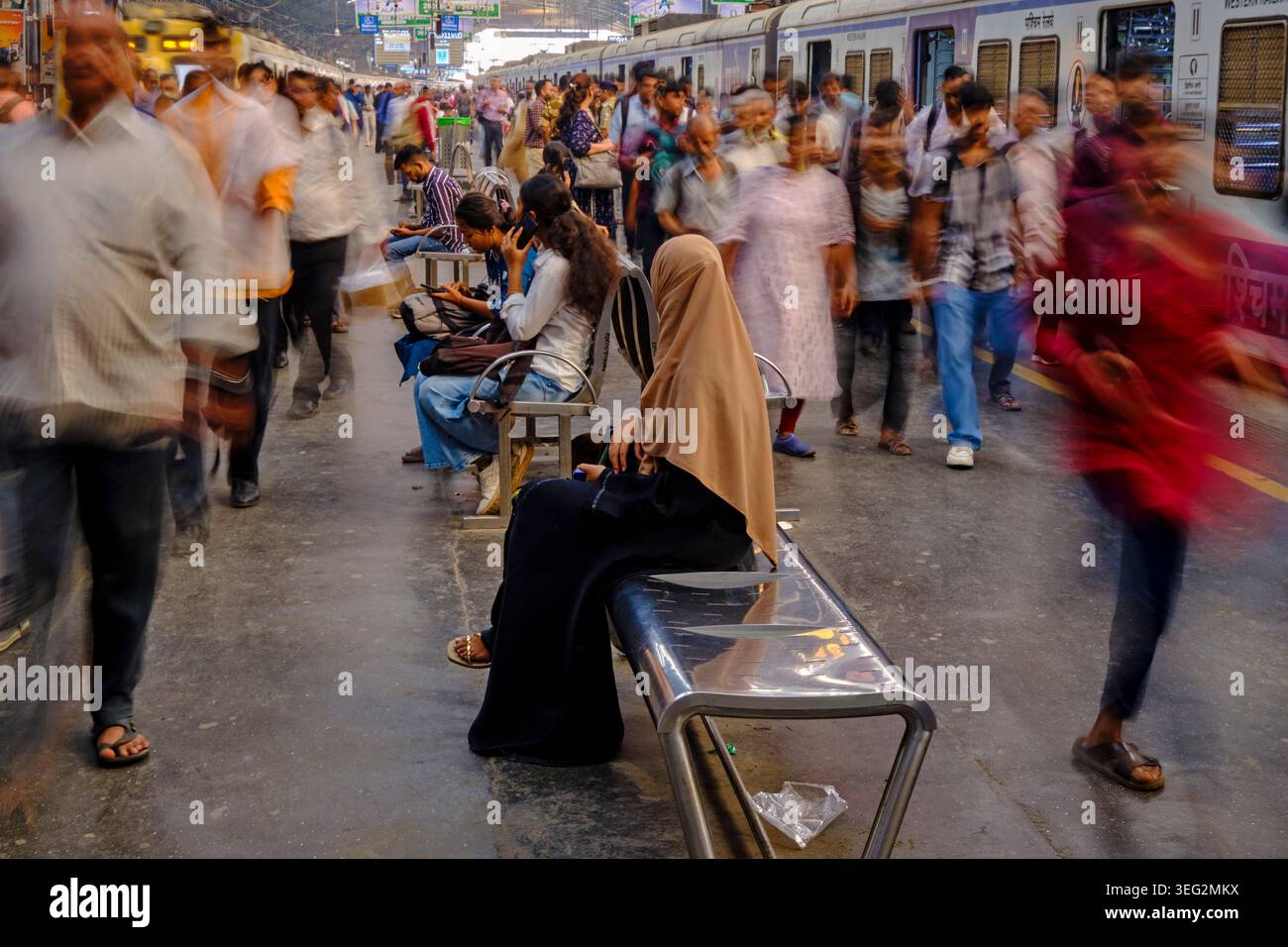 India, stato del Maharashtra, Mumbai (Bombay), Victoria Terminus o Chhatrapati Shivaji station Foto Stock