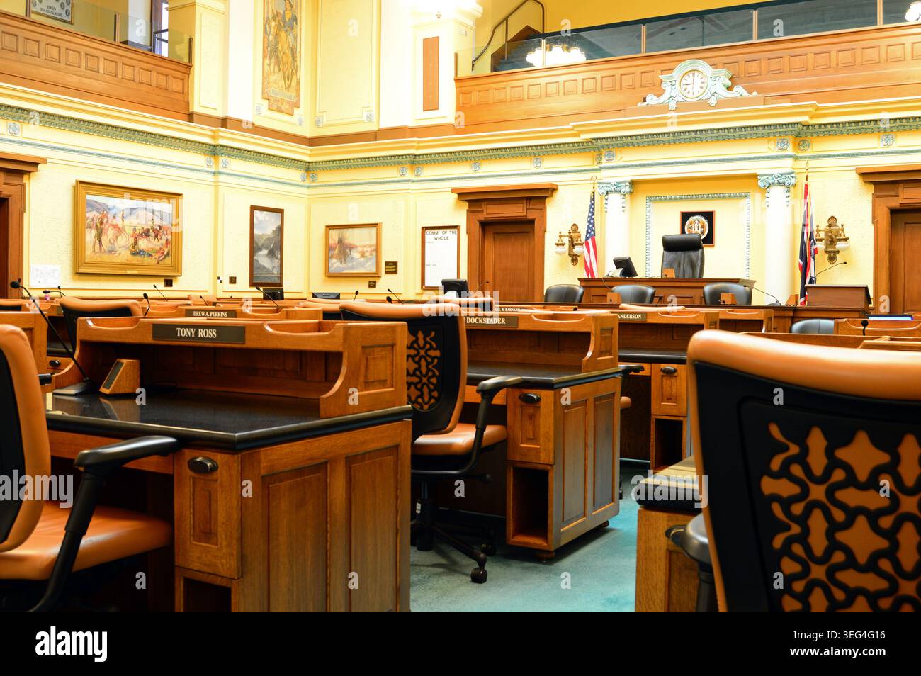 La camera del Senato del Wyoming State Capitol è la camera alta del ramo legislativo dello stato Foto Stock