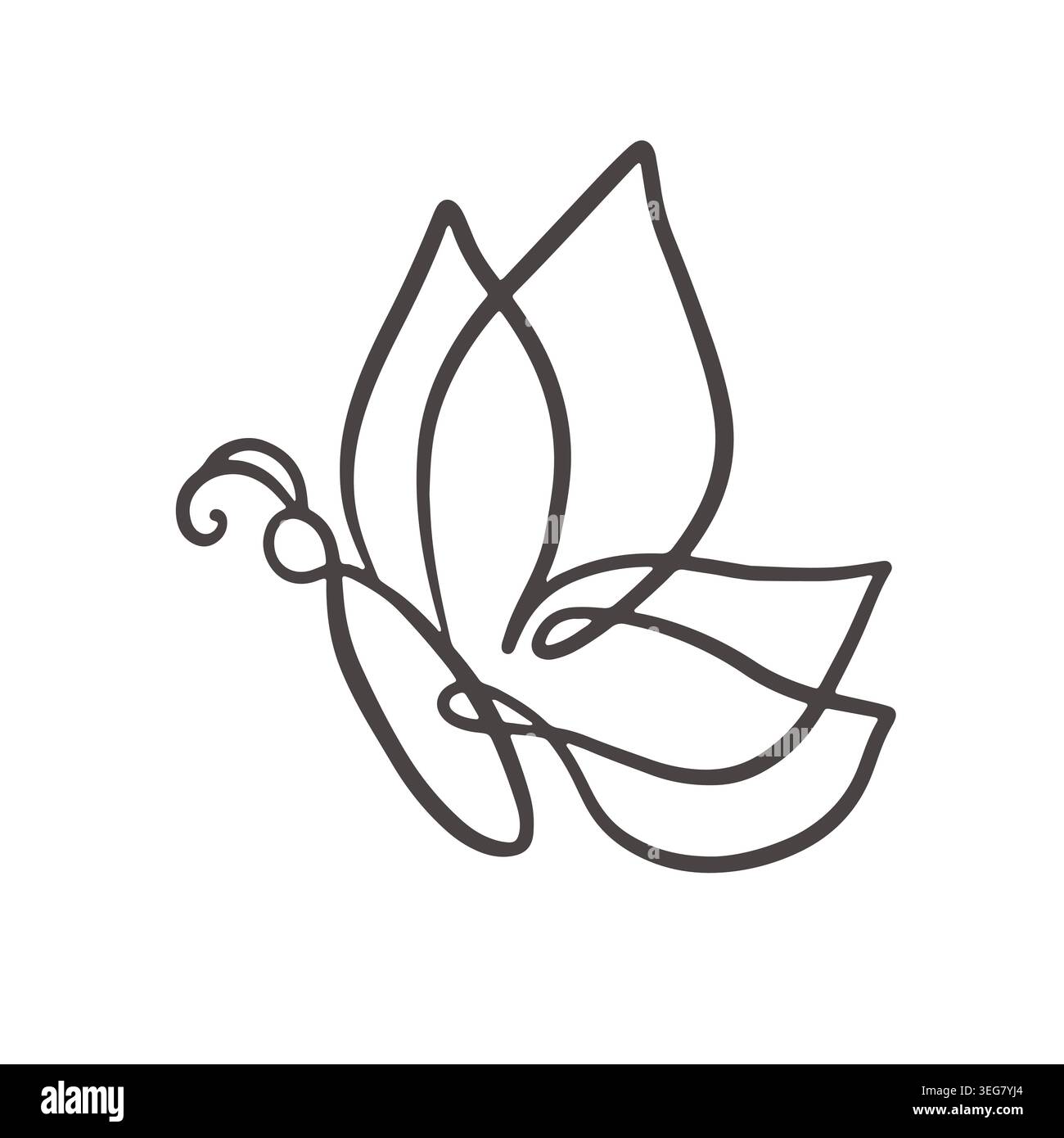 Illustrazione a farfalla minima continua su una linea Illustrazione Vettoriale