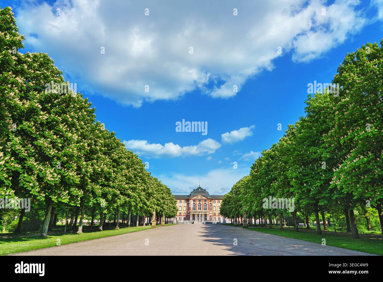 Splendido castello Bruchsal con panorama su tutta la città Foto Stock