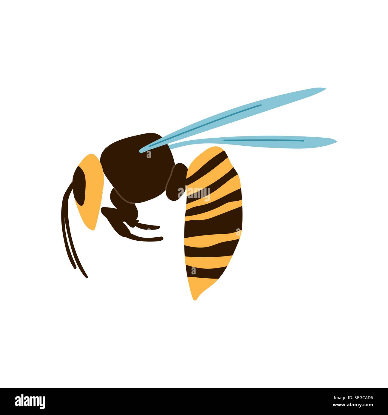 Immagine vettoriale WASP o calabrone con vista laterale isolata su sfondo bianco Illustrazione Vettoriale