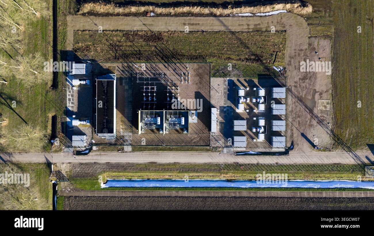 Immagazzinamento di energia su larga scala a Wind Park. Foto Stock